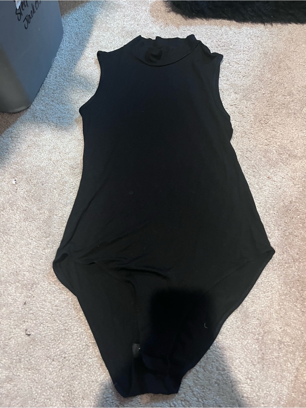 Mango Black Sleeveless Mock Neck Bodysuit